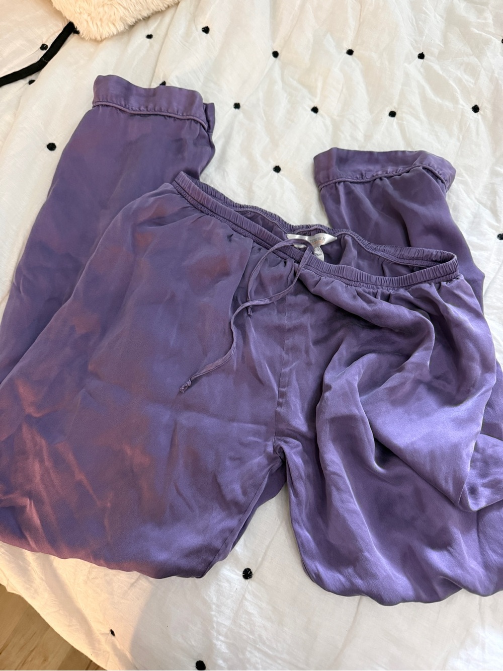 Women's Purple Satin Lounge Pajama Pants with Drawstring Waist